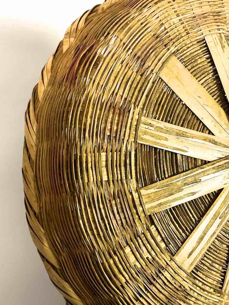 Vintage Large Palm Frond Shallow Market Basket - El Salvador