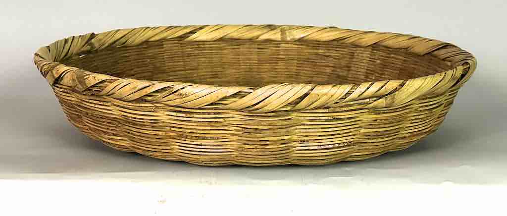 Vintage Large Palm Frond Shallow Market Basket - El Salvador