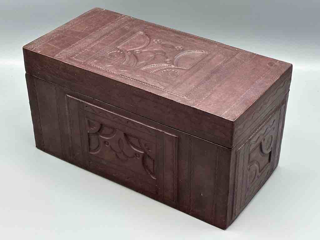 Tooled Leather Wooden Tuareg Box from Niger, Africa