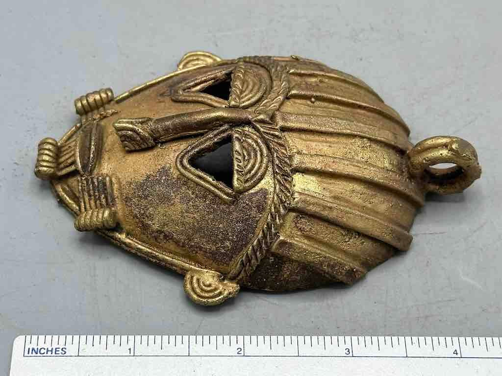 Contemporary XL African Brass Mask Pendant - Ghana