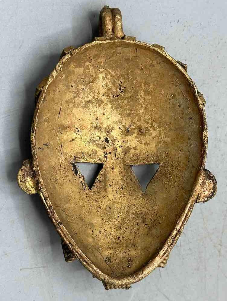 Contemporary XL African Brass Mask Pendant - Ghana