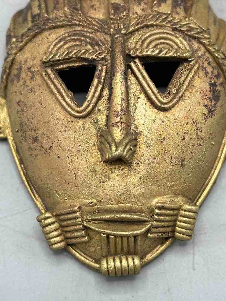 Contemporary XL African Brass Mask Pendant - Ghana