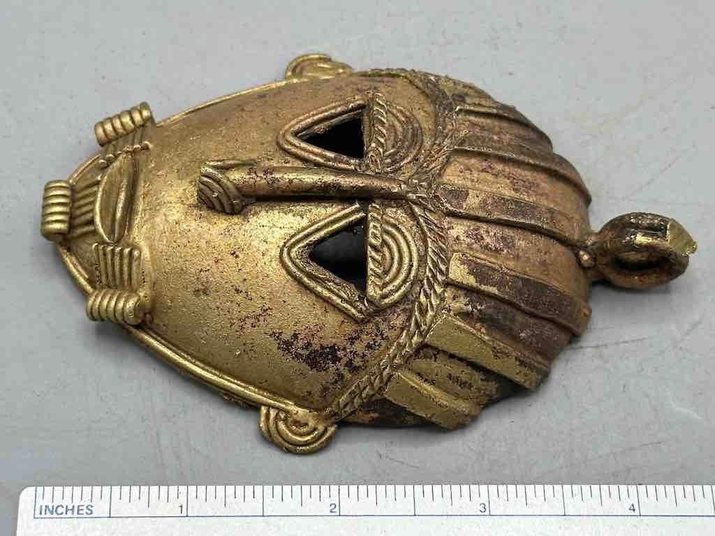 Contemporary XL African Brass Mask Pendant - Ghana