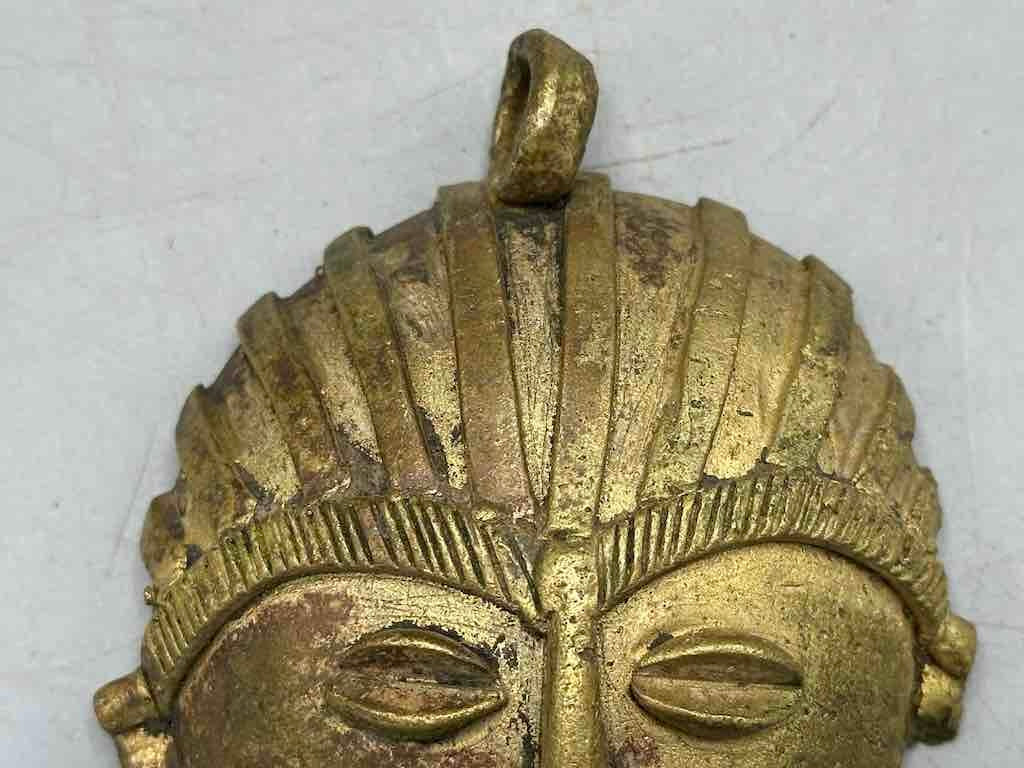 Very Large Contemporary African Brass Mask Pendant - Ghana