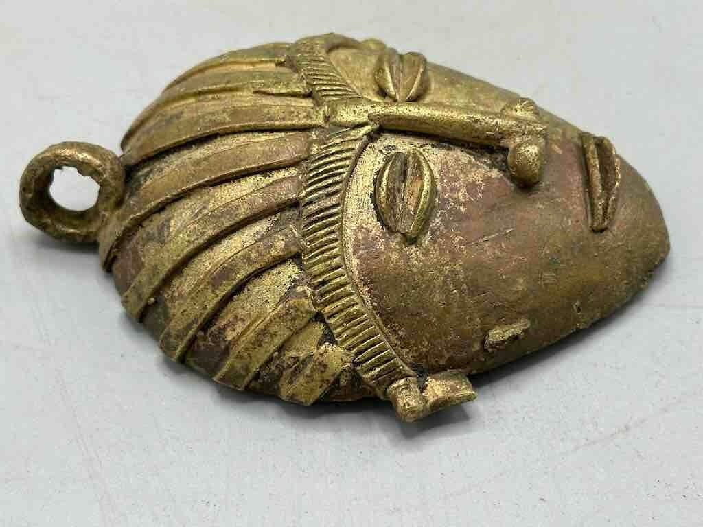 Very Large Contemporary African Brass Mask Pendant - Ghana