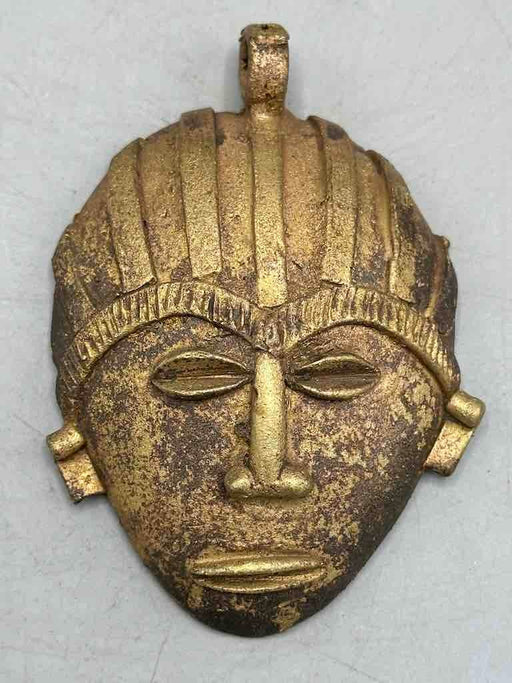 Very Large Contemporary African Brass Mask Pendant - Ghana