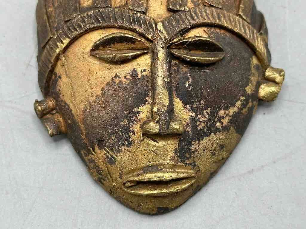 Very Large Contemporary African Brass Mask Pendant - Ghana