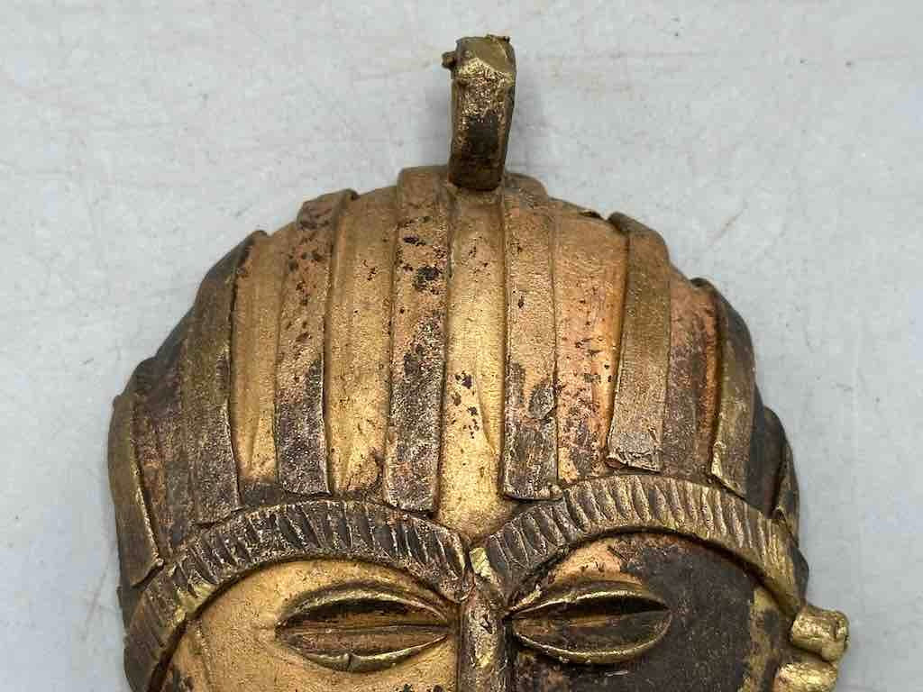 Very Large Contemporary African Brass Mask Pendant - Ghana