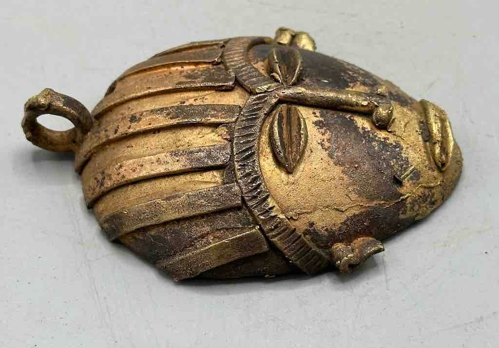 Very Large Contemporary African Brass Mask Pendant - Ghana