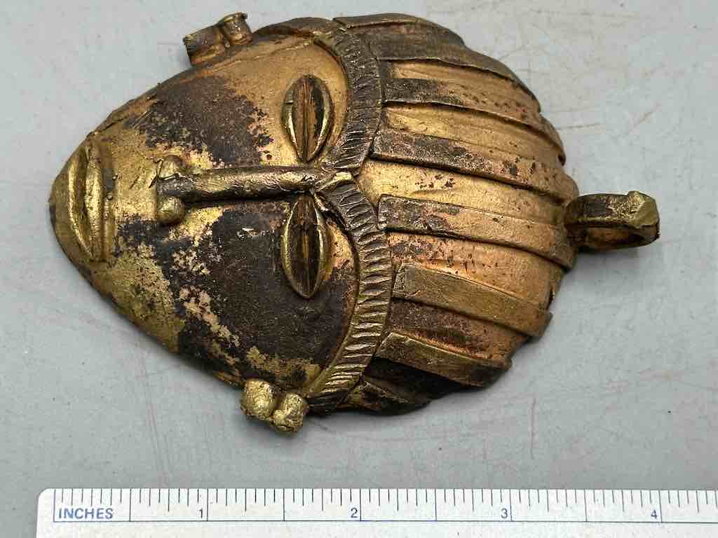 Very Large Contemporary African Brass Mask Pendant - Ghana