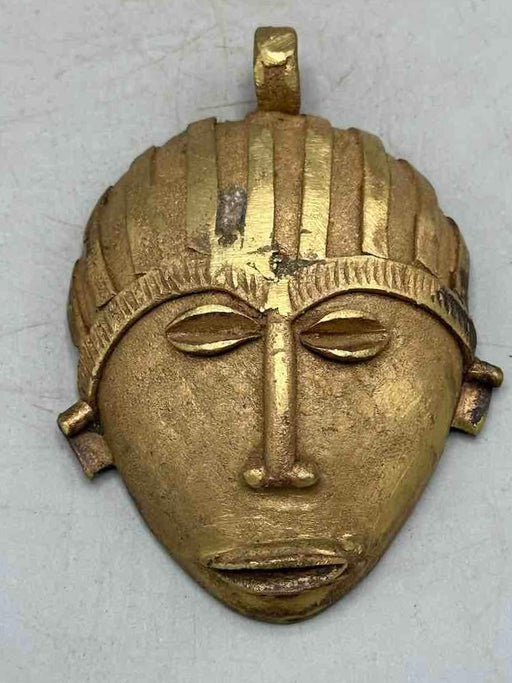 Very Large Contemporary African Brass Mask Pendant - Ghana