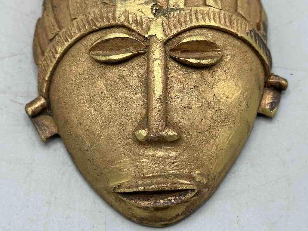 Very Large Contemporary African Brass Mask Pendant - Ghana