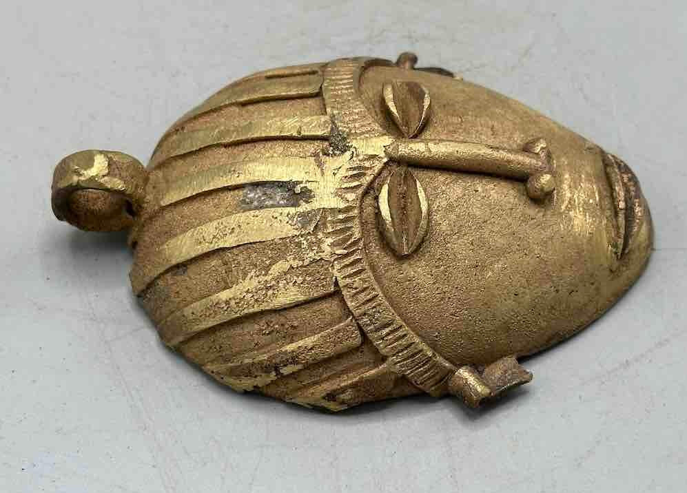 Very Large Contemporary African Brass Mask Pendant - Ghana