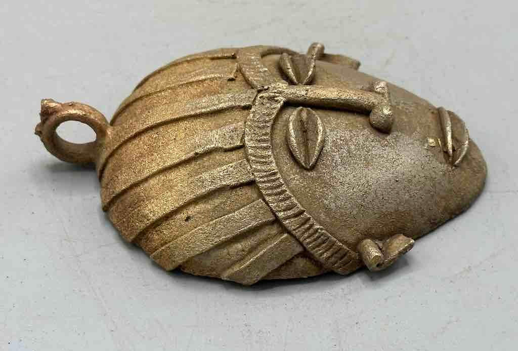 Very Large Contemporary African Brass Mask Pendant - Ghana