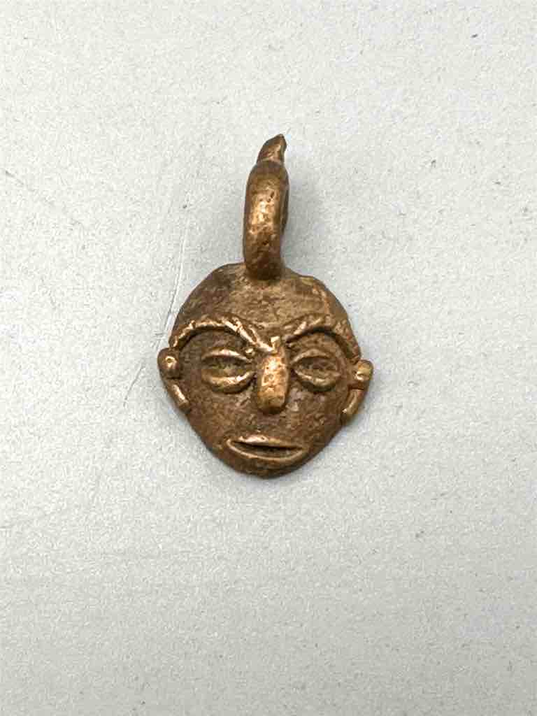 Very Small Contemporary African Brass Mask Pendant - Ghana