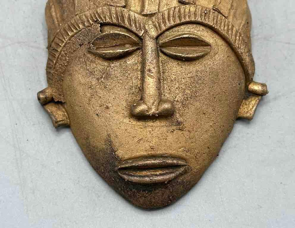 Very Large Contemporary African Brass Mask Pendant - Ghana