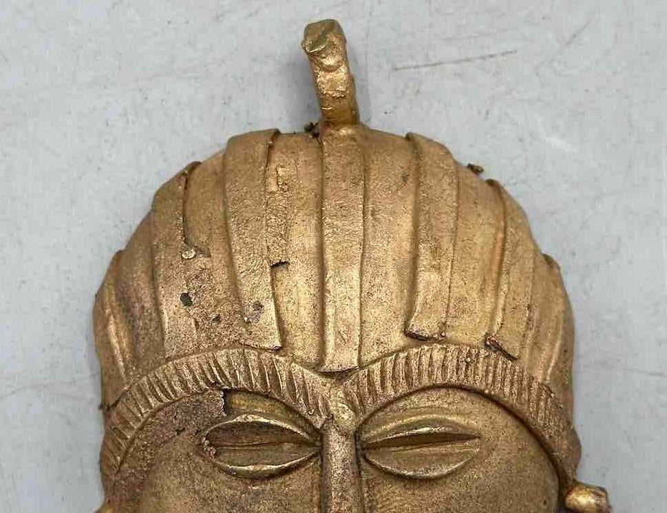 Very Large Contemporary African Brass Mask Pendant - Ghana