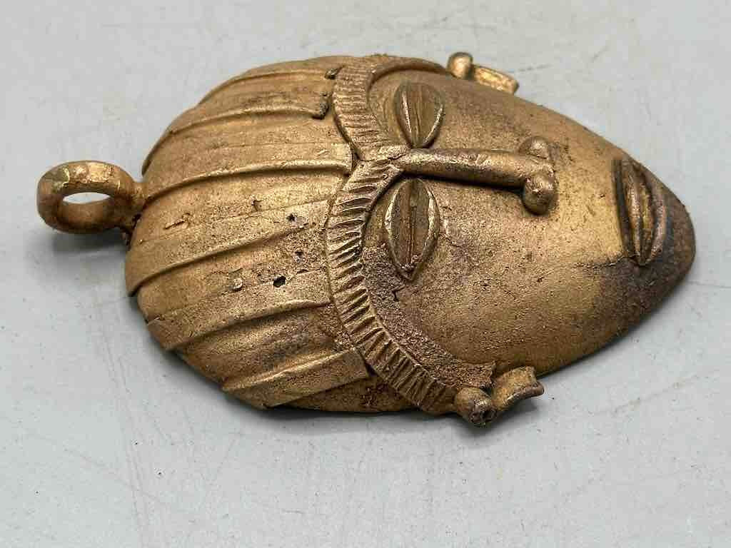 Very Large Contemporary African Brass Mask Pendant - Ghana