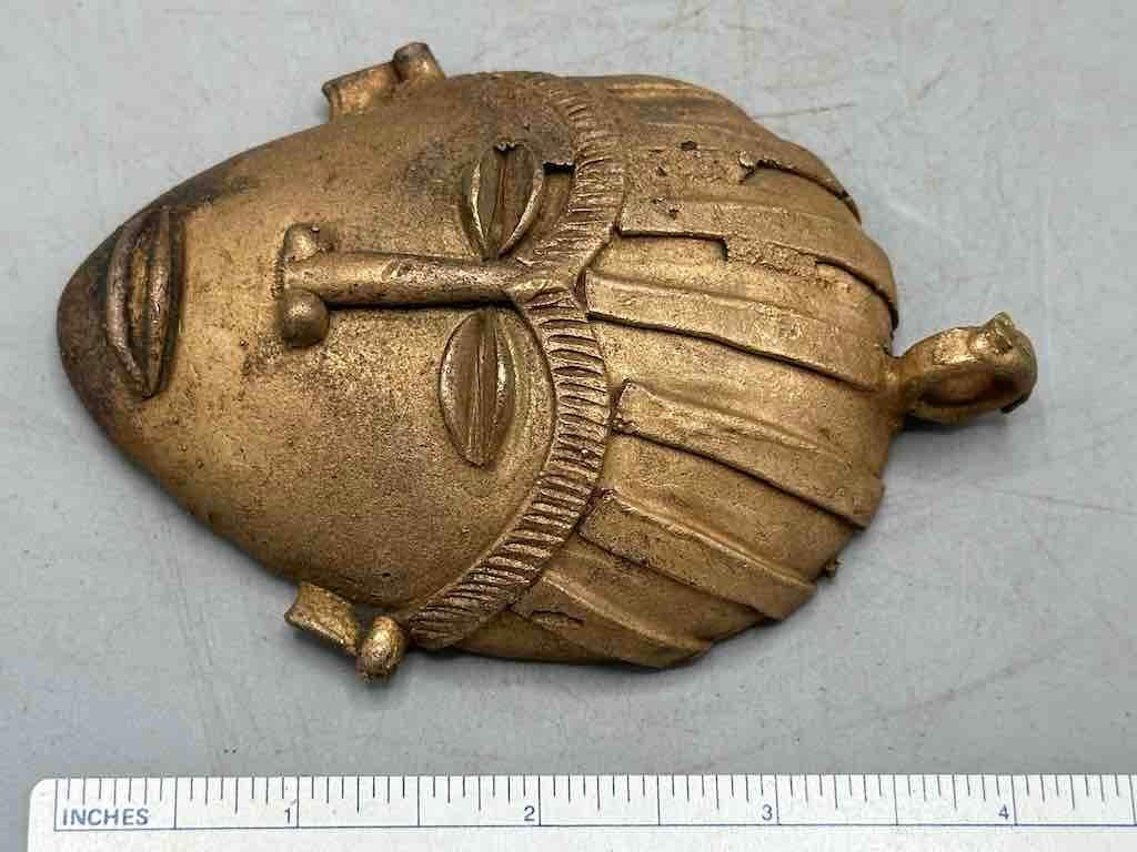 Very Large Contemporary African Brass Mask Pendant - Ghana