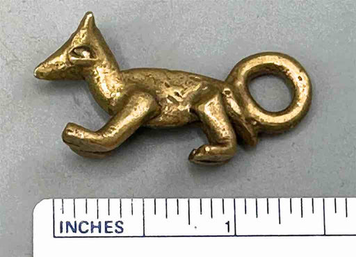 Vintage Small Brass Fox Gold Weight Pendant - Ghana