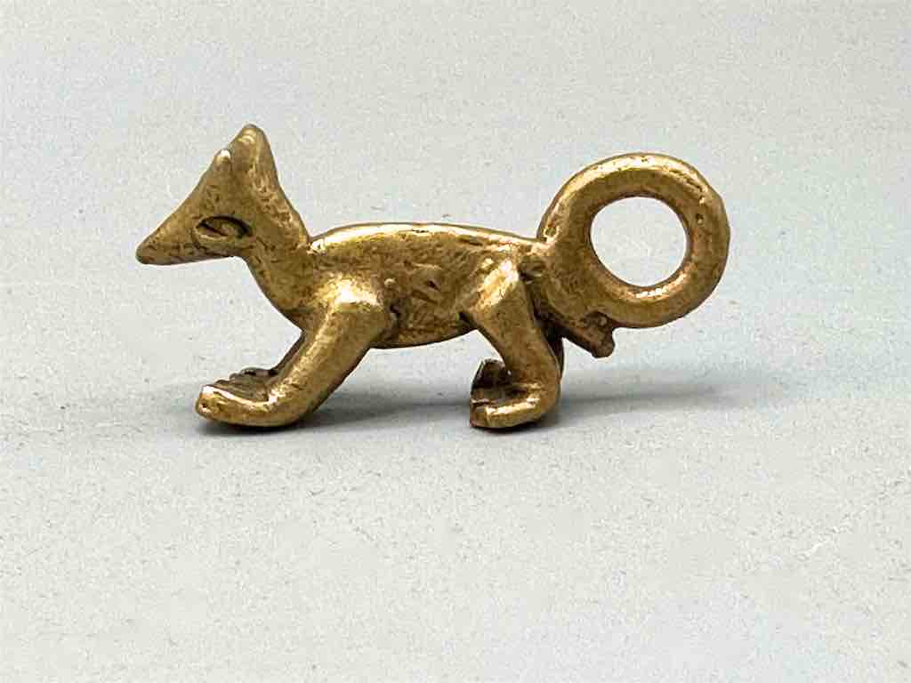 Vintage Small Brass Fox Gold Weight Pendant - Ghana