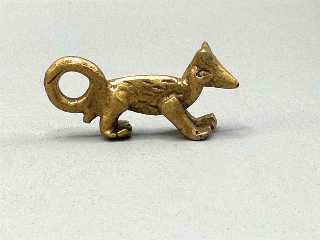 Vintage Small Brass Fox Gold Weight Pendant - Ghana