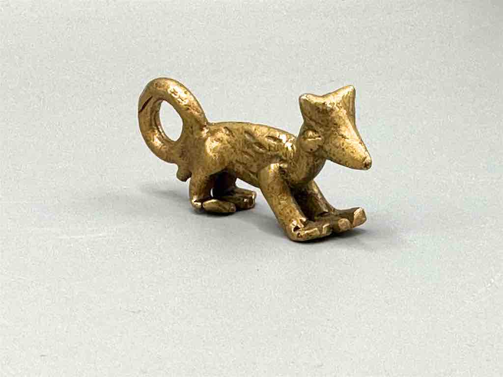 Vintage Small Brass Fox Gold Weight Pendant - Ghana