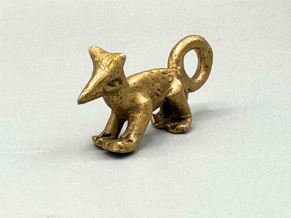 Vintage Small Brass Fox Gold Weight Pendant - Ghana