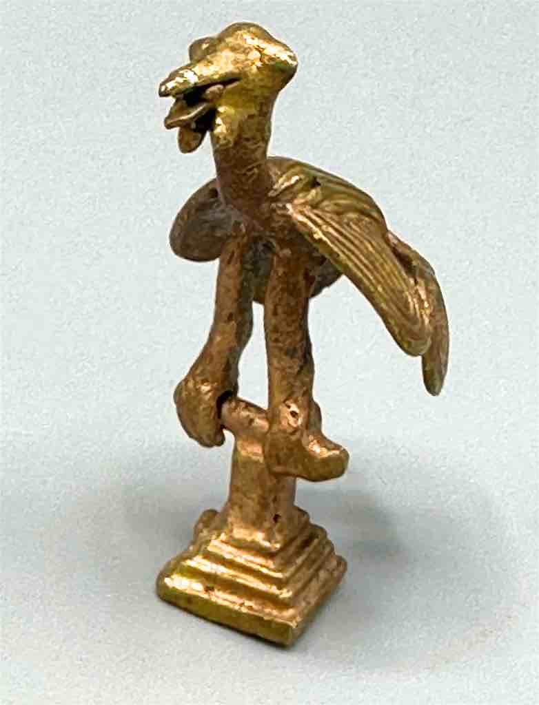 Small Brass Bird on Perch Gold Weight - Ghana