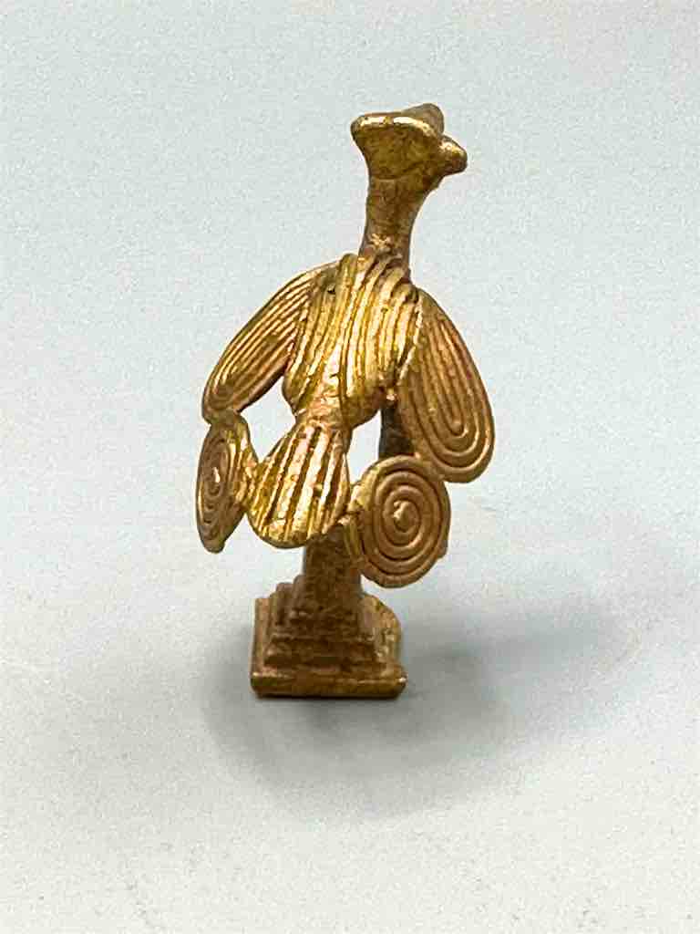 Small Brass Bird on Perch Gold Weight - Ghana