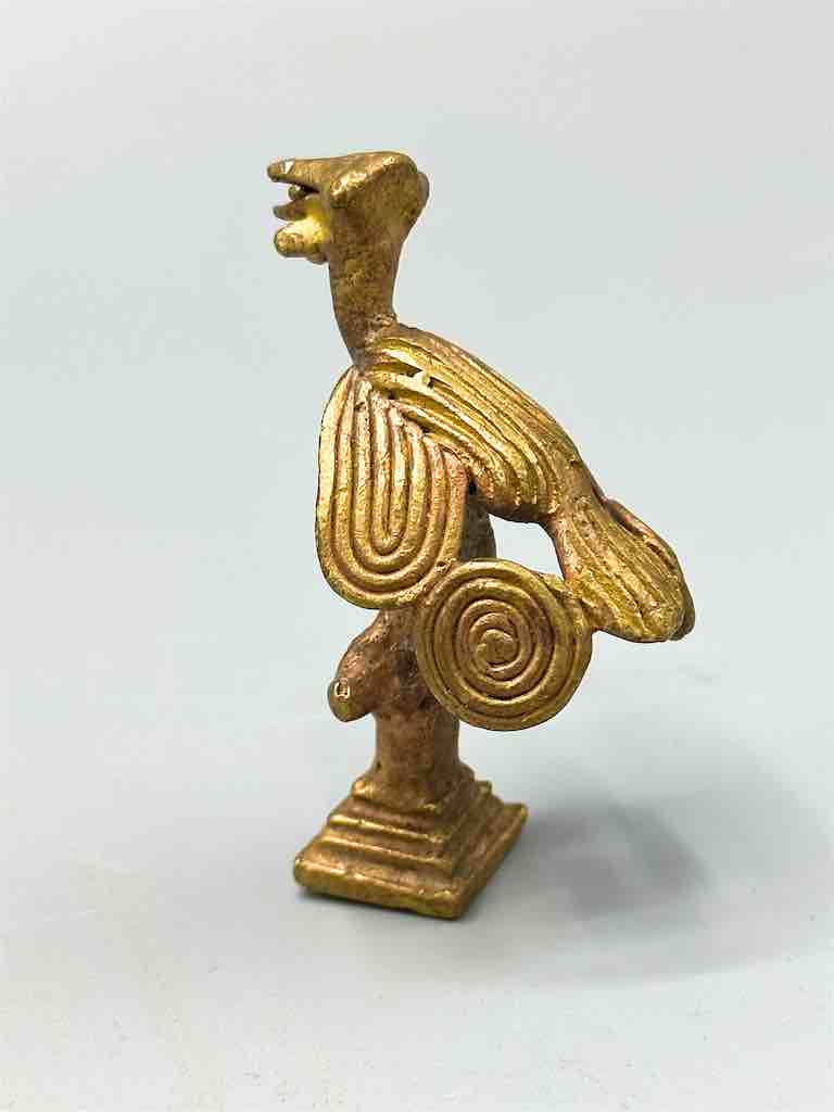 Small Brass Bird on Perch Gold Weight - Ghana