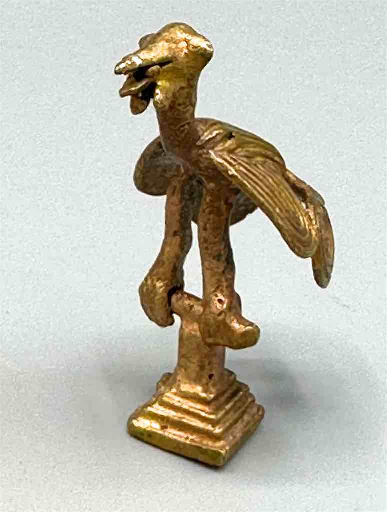 Small Brass Bird on Perch Gold Weight - Ghana