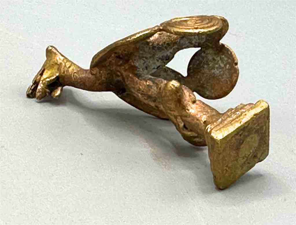 Small Brass Bird on Perch Gold Weight - Ghana