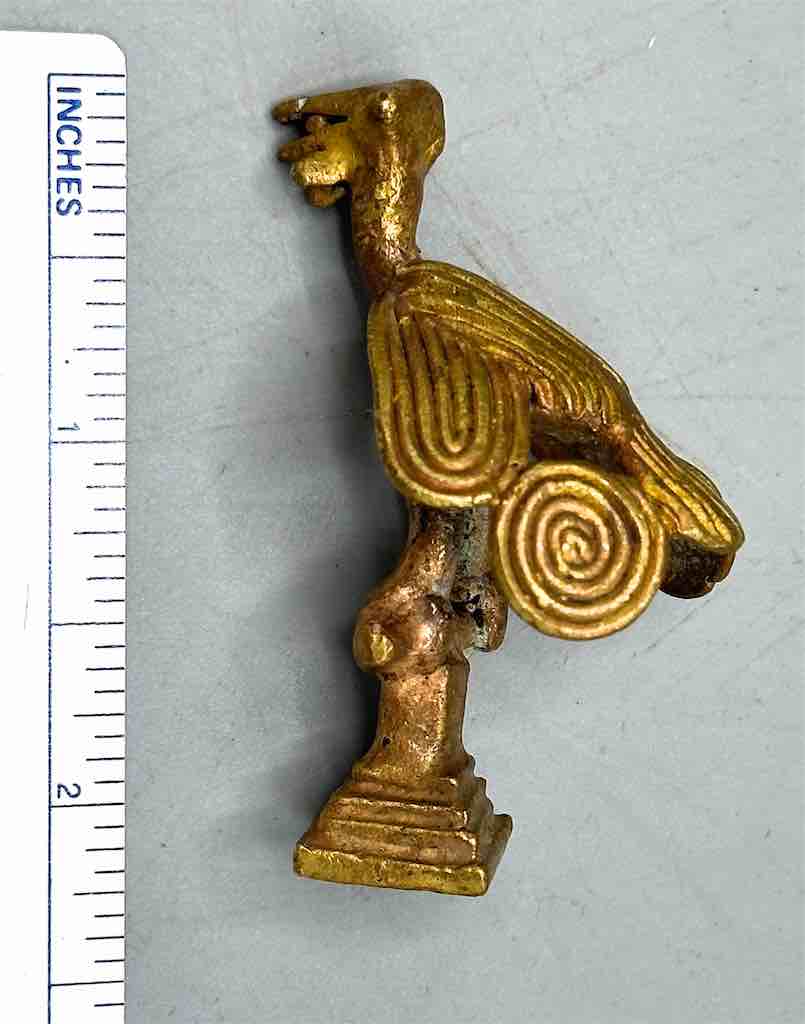 Small Brass Bird on Perch Gold Weight - Ghana