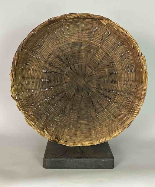 Vintage Large Palm Frond Shallow Market Basket - El Salvador