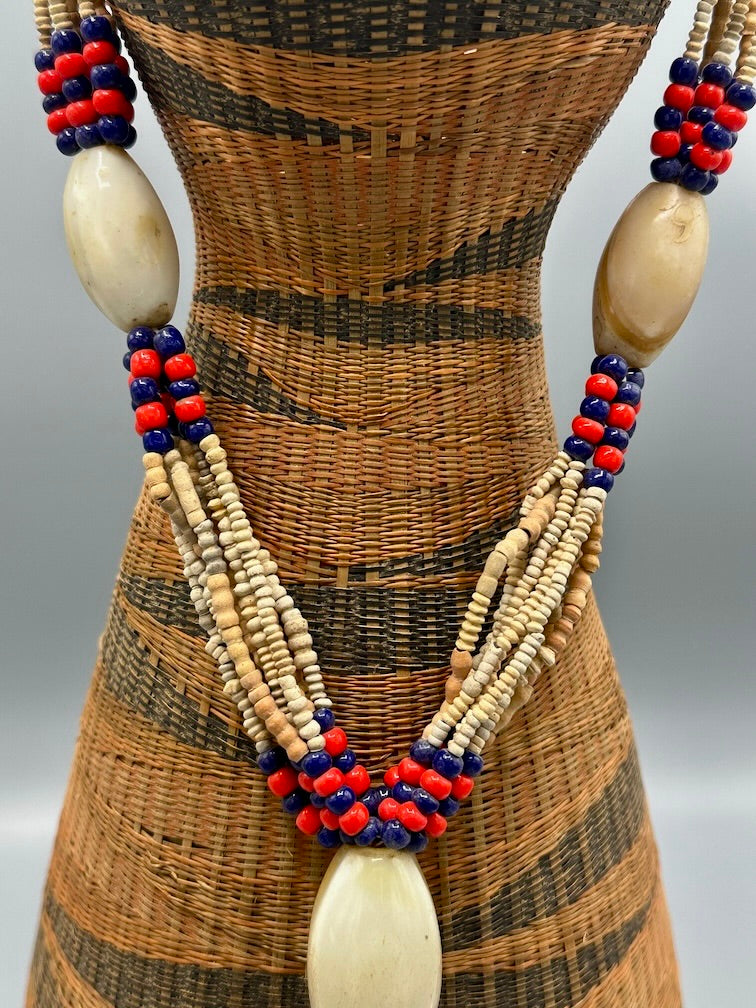 Smallest Excavated Clay Bead/Carnelian, Glass Bead Necklace - Mali