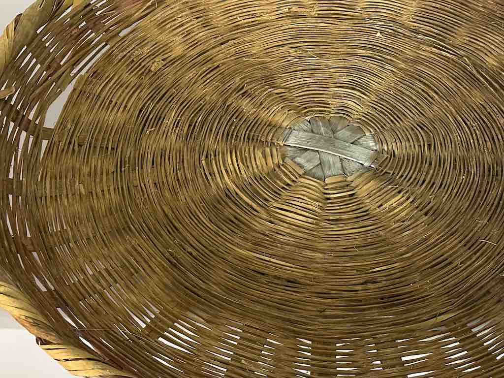 Vintage Very Large Palm Frond Shallow Market Basket - El Salvador