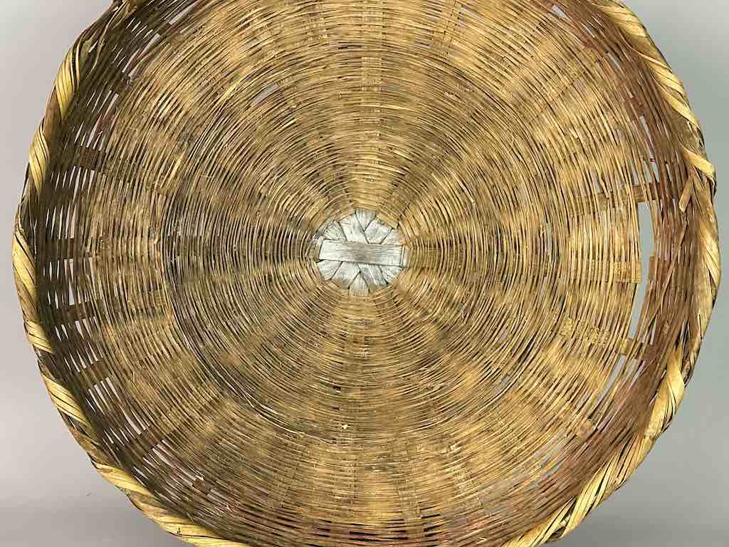 Vintage Very Large Palm Frond Shallow Market Basket - El Salvador