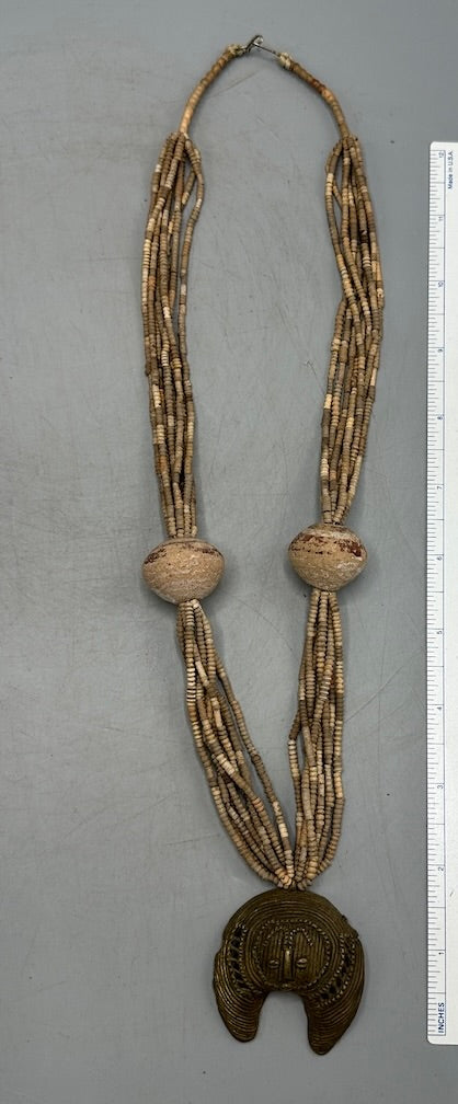 Smallest Excavated Clay Bead, Clay Spindle Whorl, Brass Pendant Necklaces - Mali