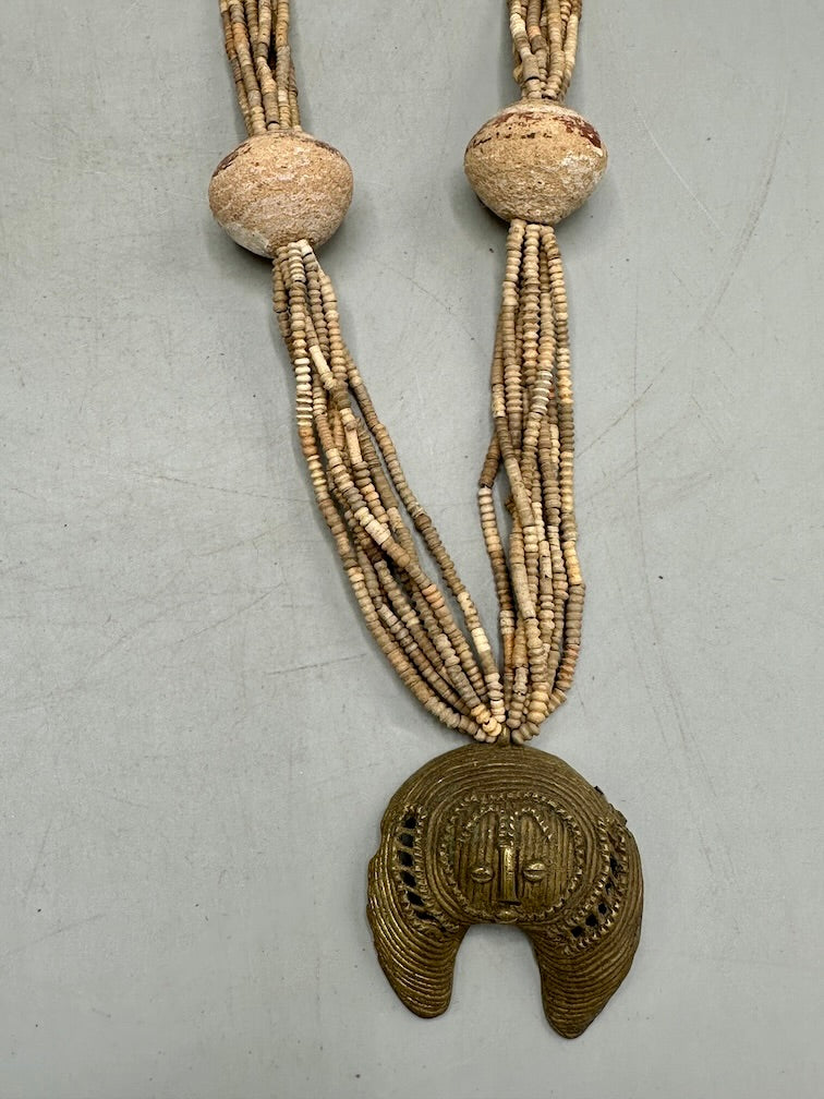 Smallest Excavated Clay Bead, Clay Spindle Whorl, Brass Pendant Necklaces - Mali