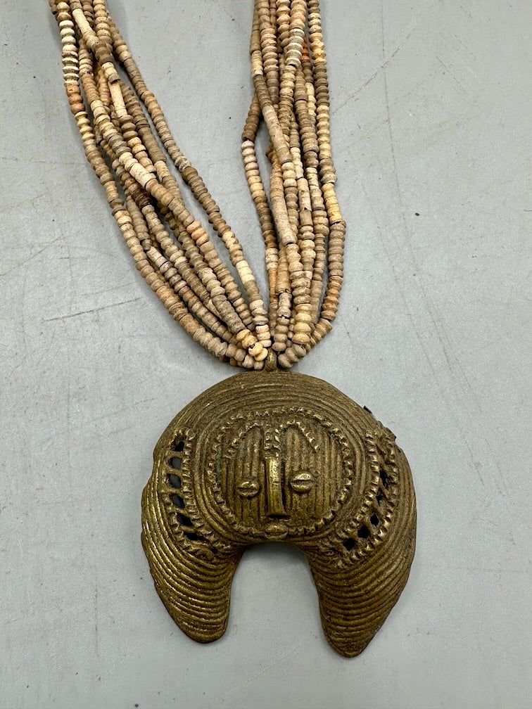 Smallest Excavated Clay Bead, Clay Spindle Whorl, Brass Pendant Necklaces - Mali
