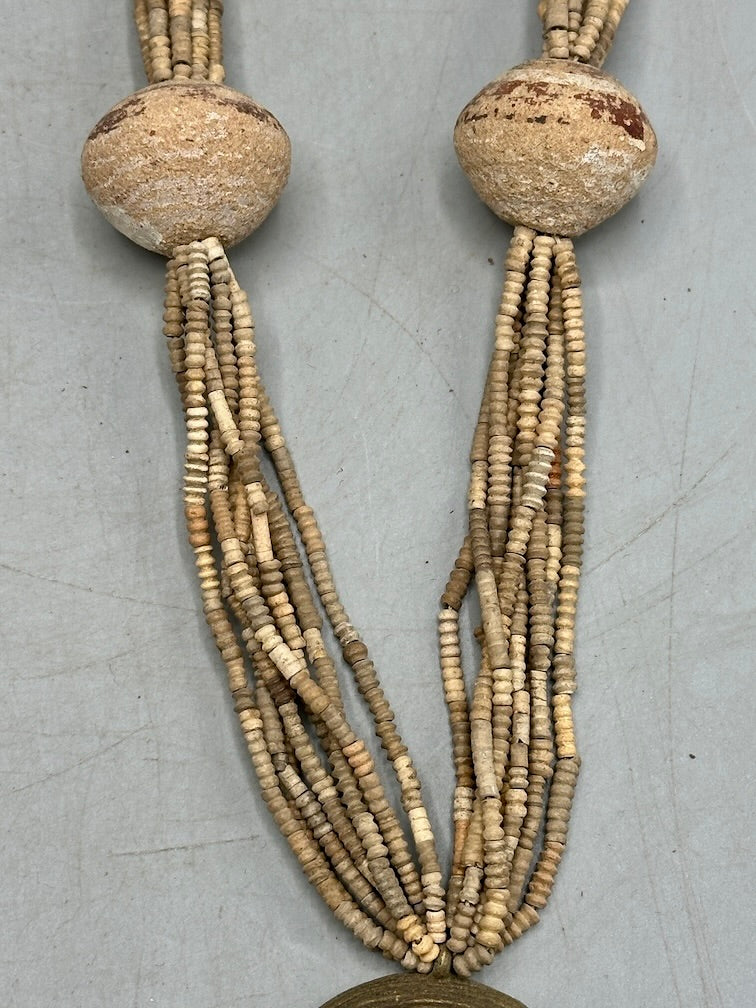 Smallest Excavated Clay Bead, Clay Spindle Whorl, Brass Pendant Necklaces - Mali