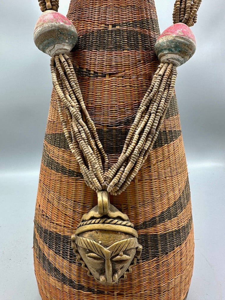 Smallest Excavated Clay Bead, Clay Spindle Whorl, Brass Pendant Necklaces - Mali
