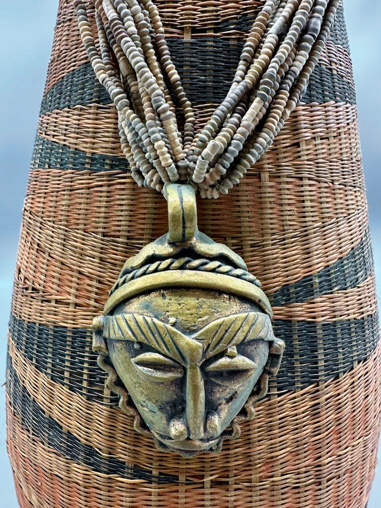 Smallest Excavated Clay Bead, Clay Spindle Whorl, Brass Pendant Necklaces - Mali