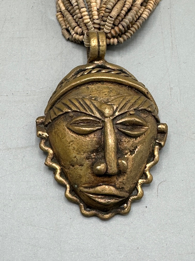 Smallest Excavated Clay Bead, Clay Spindle Whorl, Brass Pendant Necklaces - Mali
