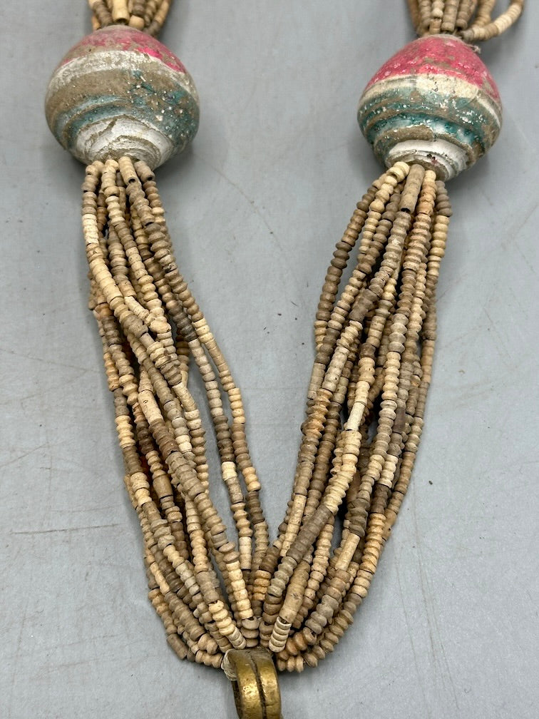 Smallest Excavated Clay Bead, Clay Spindle Whorl, Brass Pendant Necklaces - Mali