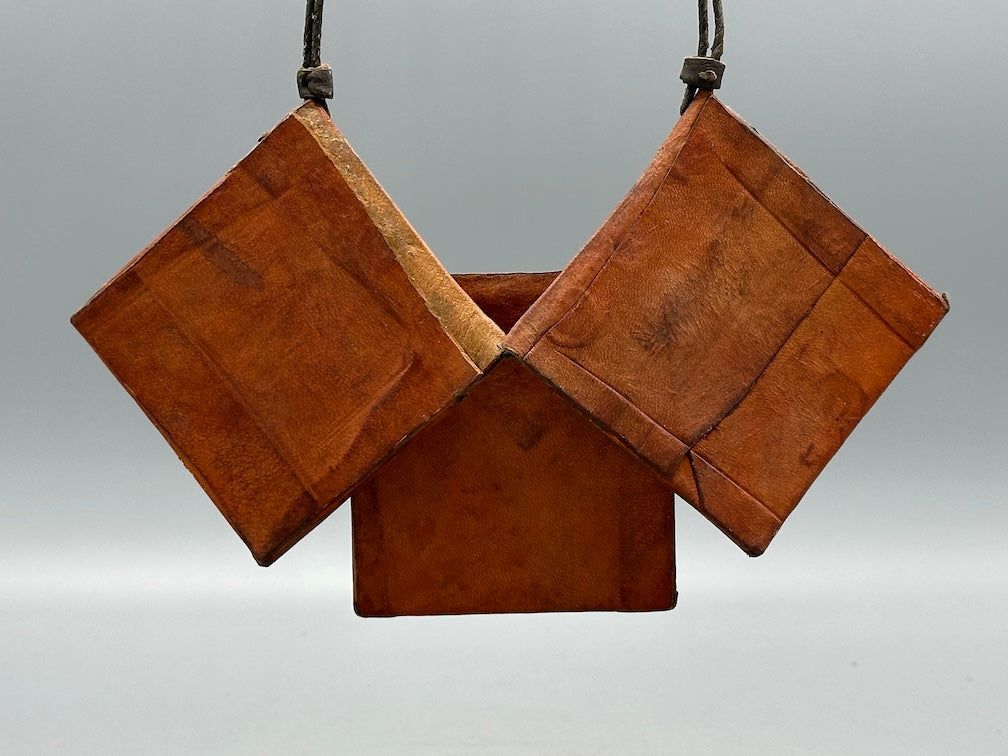 Triple Large Leather Tuareg GriGri Long  Thick Multiple Cord Necklace - Mali