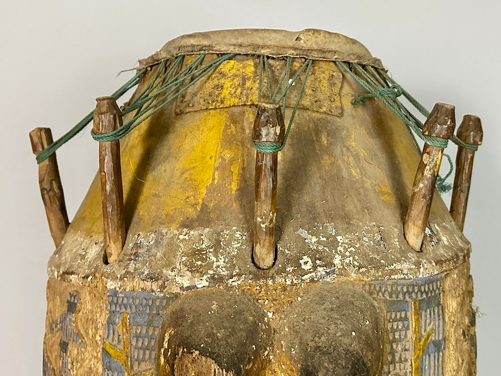 Vintage Hand-Carved African Ashanti Atompan Figured Drum - Niger Bend