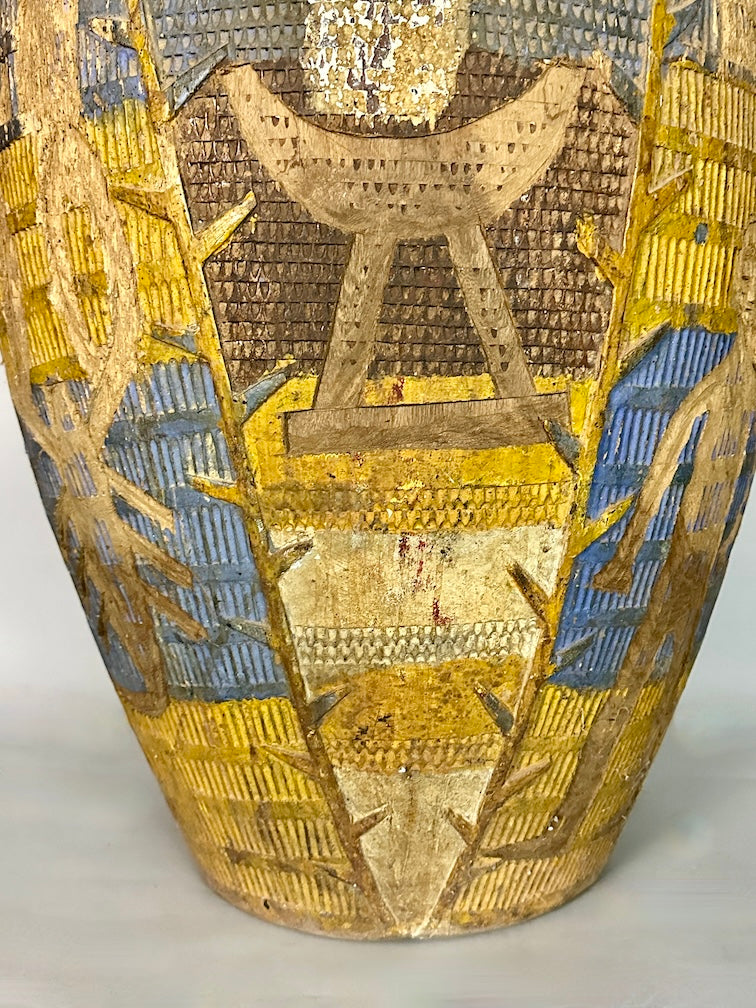 Vintage Hand-Carved African Ashanti Atompan Figured Drum - Niger Bend