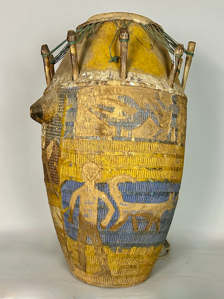 Vintage Hand-Carved African Ashanti Atompan Figured Drum - Niger Bend